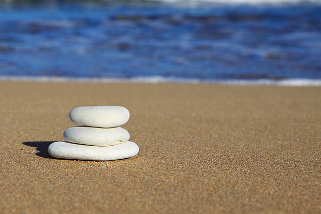 Piled stones in beach
